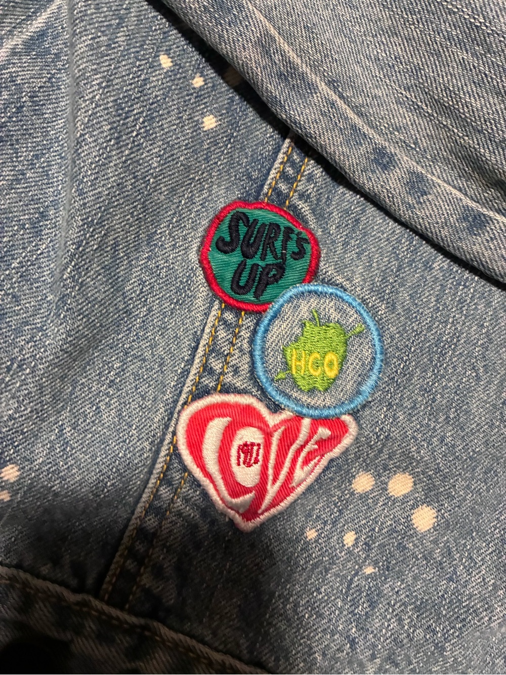 Hollister Light Blue Denim Jacket with Fun Patches, size large, 100% cotton - Picture 7 of 15